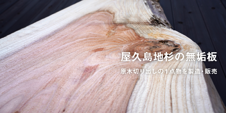 屋久島地杉の無垢板 原木切り出しの1点物を製造・販売